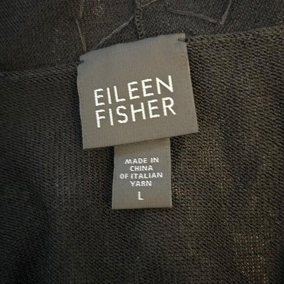 Eileen Fisher Black Semi Sheer Cotton Blend Beaded Open Front Cardigan Sz PL - Picture 8 of 10